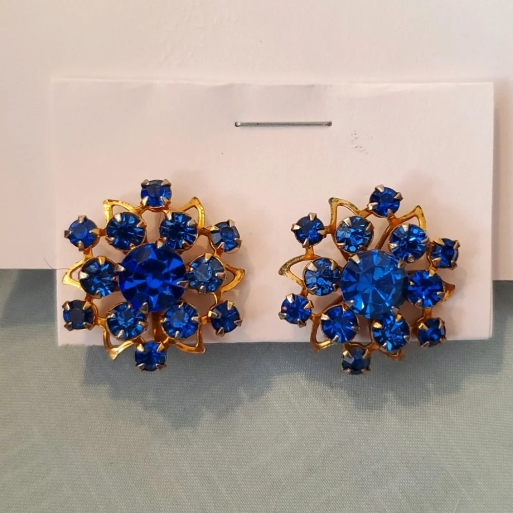 Vintage Royal Blue Screwbacks - Picture 2 of 5